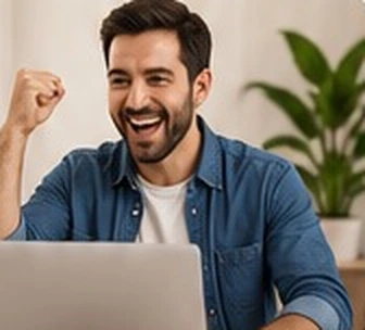 Emprendedor celebrando resultados